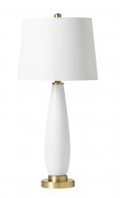  86249 - 1 Light Glass/Metal Base Table Lamp in White Glass/Satin Brass