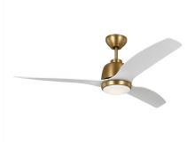  3AVLR54SBD - Avila 54" Dimmable Integrated LED Indoor/Outdoor Satin Brass Ceiling Fan with Light Kit