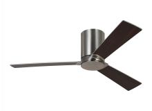  3RZHR44BS - Rozzen 44-inch indoor/outdoor Energy Star hugger ceiling fan in brushed steel silver finish